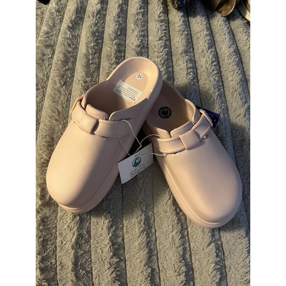 Pacific Dreams Pink Comfort Clogs Adjustable Buckle Strap Mules Women S: 10 NEW
